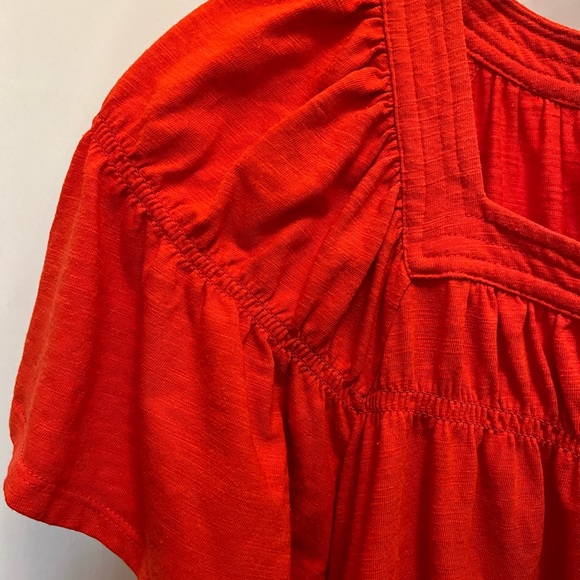 Orange Women’s Square Neck Flutter Sleeve Top - Picture 3 of 7